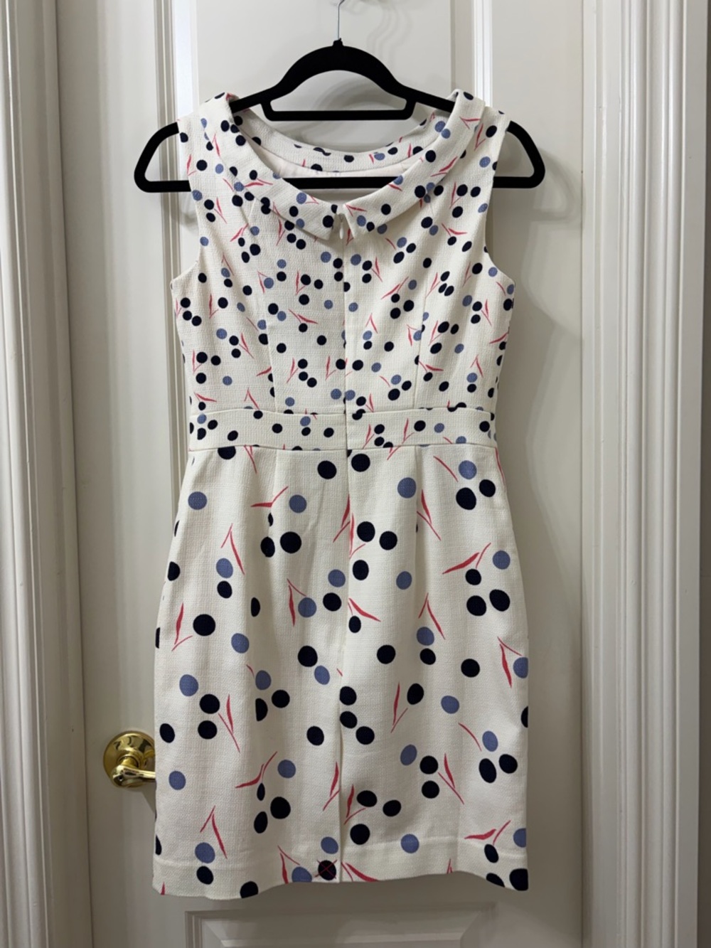 NWT Boden Martha Sleeveless Ivory Polka Dot Sheath Dress - Picture 5 of 8